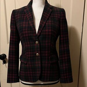 J. Crew Red and Green Plaid Blazer